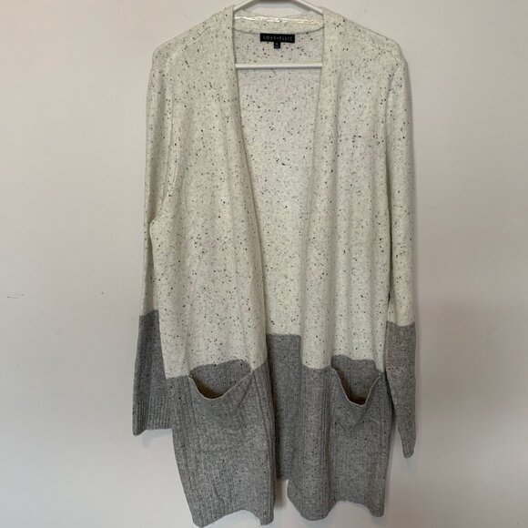 LOVE ELLIE WHITE & GRAY CARDIGAN SWEATER SIZE X-LARGE - Picture 1 of 6